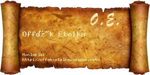 Offák Etelka névjegykártya